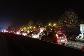Farmers Blockade On The A64 Motorway Near Urt - France