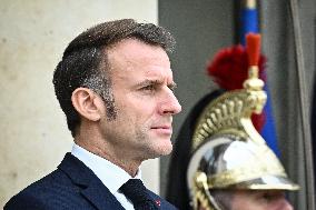 Emmanuel Macron welcomes Edgars Rinkevics at the Elysee FA