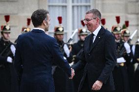 Emmanuel Macron welcomes Edgars Rinkevics at the Elysee FA