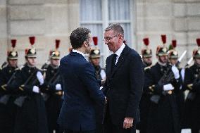 Emmanuel Macron welcomes Edgars Rinkevics at the Elysee FA