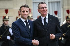 Emmanuel Macron welcomes Edgars Rinkevics at the Elysee FA