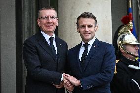 Emmanuel Macron welcomes Edgars Rinkevics at the Elysee FA