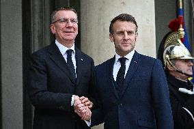 Emmanuel Macron welcomes Edgars Rinkevics at the Elysee FA