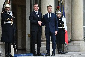 Emmanuel Macron welcomes Edgars Rinkevics at the Elysee FA