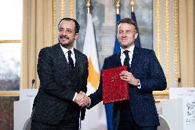 Press Conference of Emmanuel Macron With Nikos Christodoulides - Paris