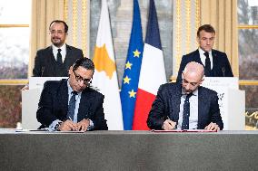 Press Conference of Emmanuel Macron With Nikos Christodoulides - Paris