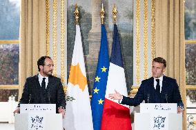 Press Conference of Emmanuel Macron With Nikos Christodoulides - Paris