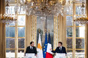 Press Conference of Emmanuel Macron With Nikos Christodoulides - Paris