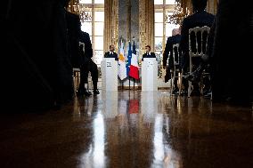Press Conference of Emmanuel Macron With Nikos Christodoulides - Paris
