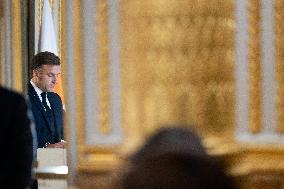 Press Conference of Emmanuel Macron With Nikos Christodoulides - Paris