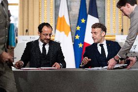 Press Conference of Emmanuel Macron With Nikos Christodoulides - Paris