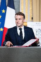 Press Conference of Emmanuel Macron With Nikos Christodoulides - Paris