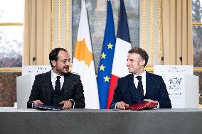 Press Conference of Emmanuel Macron With Nikos Christodoulides - Paris
