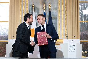 Press Conference of Emmanuel Macron With Nikos Christodoulides - Paris