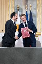 Press Conference of Emmanuel Macron With Nikos Christodoulides - Paris