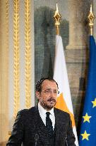 Press Conference of Emmanuel Macron With Nikos Christodoulides - Paris