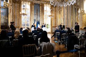 Press Conference of Emmanuel Macron With Nikos Christodoulides - Paris