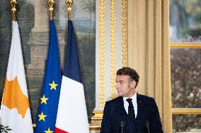 Press Conference of Emmanuel Macron With Nikos Christodoulides - Paris