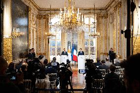 Press Conference of Emmanuel Macron With Nikos Christodoulides - Paris