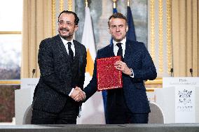 Press Conference of Emmanuel Macron With Nikos Christodoulides - Paris