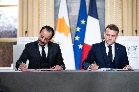 Press Conference of Emmanuel Macron With Nikos Christodoulides - Paris
