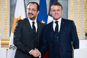 Press Conference of Emmanuel Macron With Nikos Christodoulides - Paris