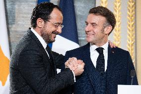 Press Conference of Emmanuel Macron With Nikos Christodoulides - Paris