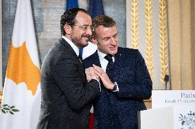 Press Conference of Emmanuel Macron With Nikos Christodoulides - Paris