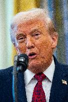 President Donald Trump Awards Mexican Border Defense Medal in Oval Office