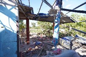 House Damaged By Thai Artillery Shells - Cambodia
