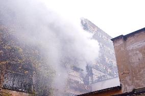 Fire Breaks Out In Palazzo On Corso Re Umberto - Italy