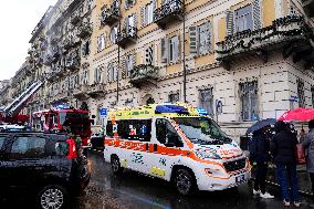 Fire Breaks Out In Palazzo On Corso Re Umberto - Italy