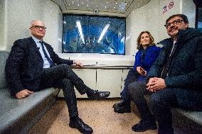 Mayor Roberto Gualtieri First Metro C Journey from Colosseo to Porta Metronia - Rome