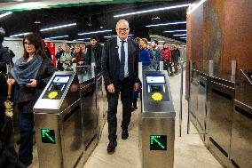 Mayor Roberto Gualtieri First Metro C Journey from Colosseo to Porta Metronia - Rome