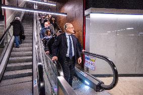 Mayor Roberto Gualtieri First Metro C Journey from Colosseo to Porta Metronia - Rome