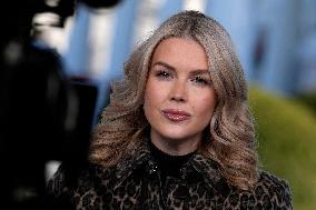 Karoline Leavitt talks to the media - Washington