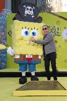 Spongebob Squarepants Places His Hand And Footprints In Cement - LA