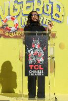 Spongebob Squarepants Places His Hand And Footprints In Cement - LA