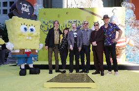 Spongebob Squarepants Places His Hand And Footprints In Cement - LA