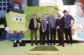 Spongebob Squarepants Places His Hand And Footprints In Cement - LA