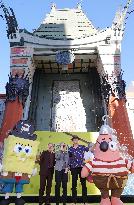 Spongebob Squarepants Places His Hand And Footprints In Cement - LA