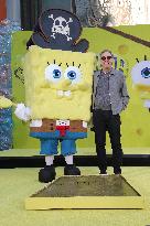 Spongebob Squarepants Places His Hand And Footprints In Cement - LA