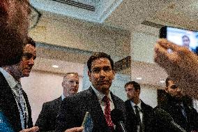 Secretary of State Marco Rubio offers remarks after he came out of a classified briefing