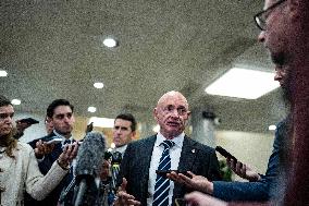 Mark Kelly offers remarks after he came out of a classified briefing