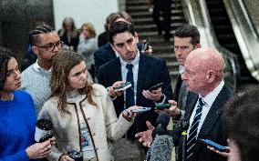 Mark Kelly offers remarks after he came out of a classified briefing