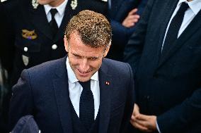 French President Macron Inaugurates Police Station In Marseille - France