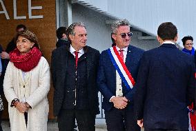 French President Macron Inaugurates Police Station In Marseille - France