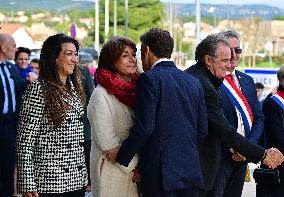 French President Macron Inaugurates Police Station In Marseille - France