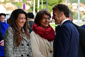 French President Macron Inaugurates Police Station In Marseille - France