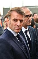 French President Macron Inaugurates Police Station In Marseille - France